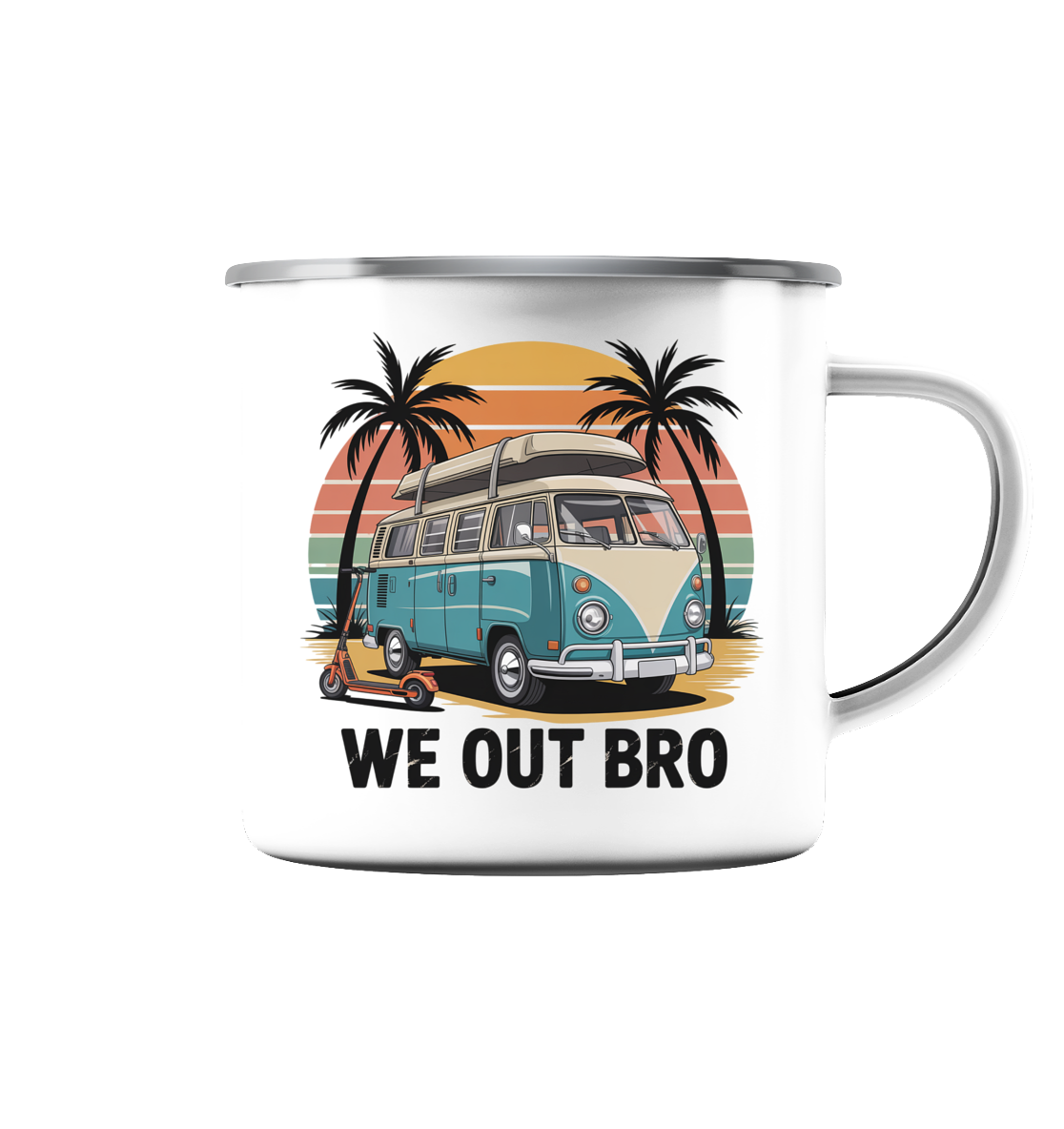 Vanlife We out Bro - Emaille Tasse (Silber)