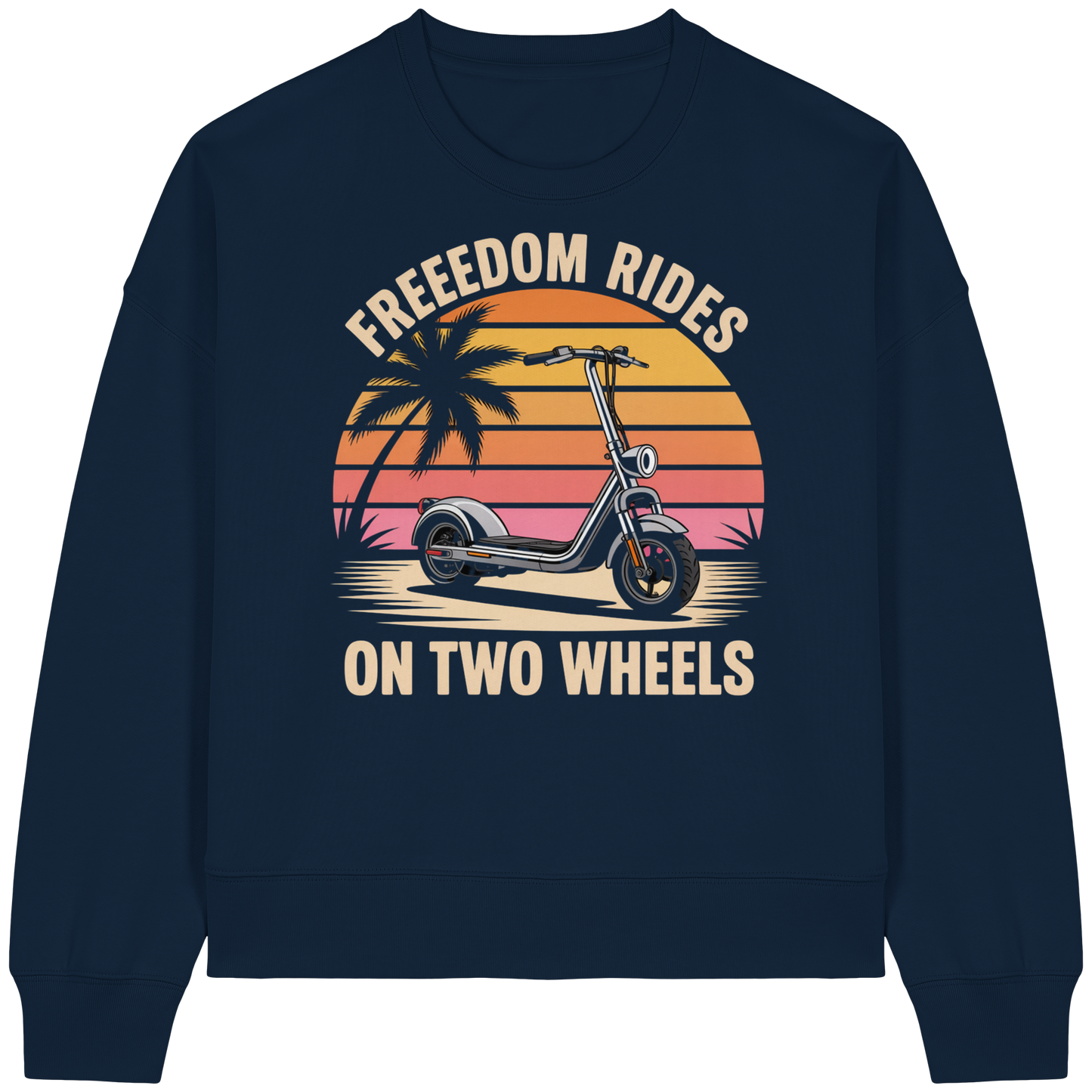 Ride Free Sunset and Palm - Womens Organic Boxcut Sweatshirt