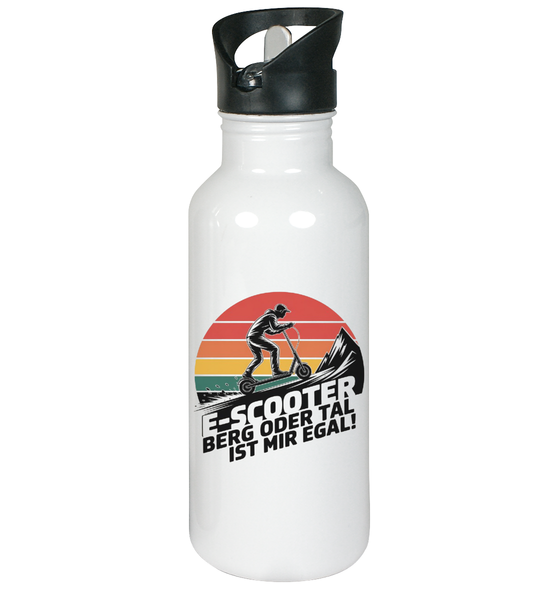 E-Scooter Berg oder Tal ist mir egal - Edelstahl-Trinkflasche