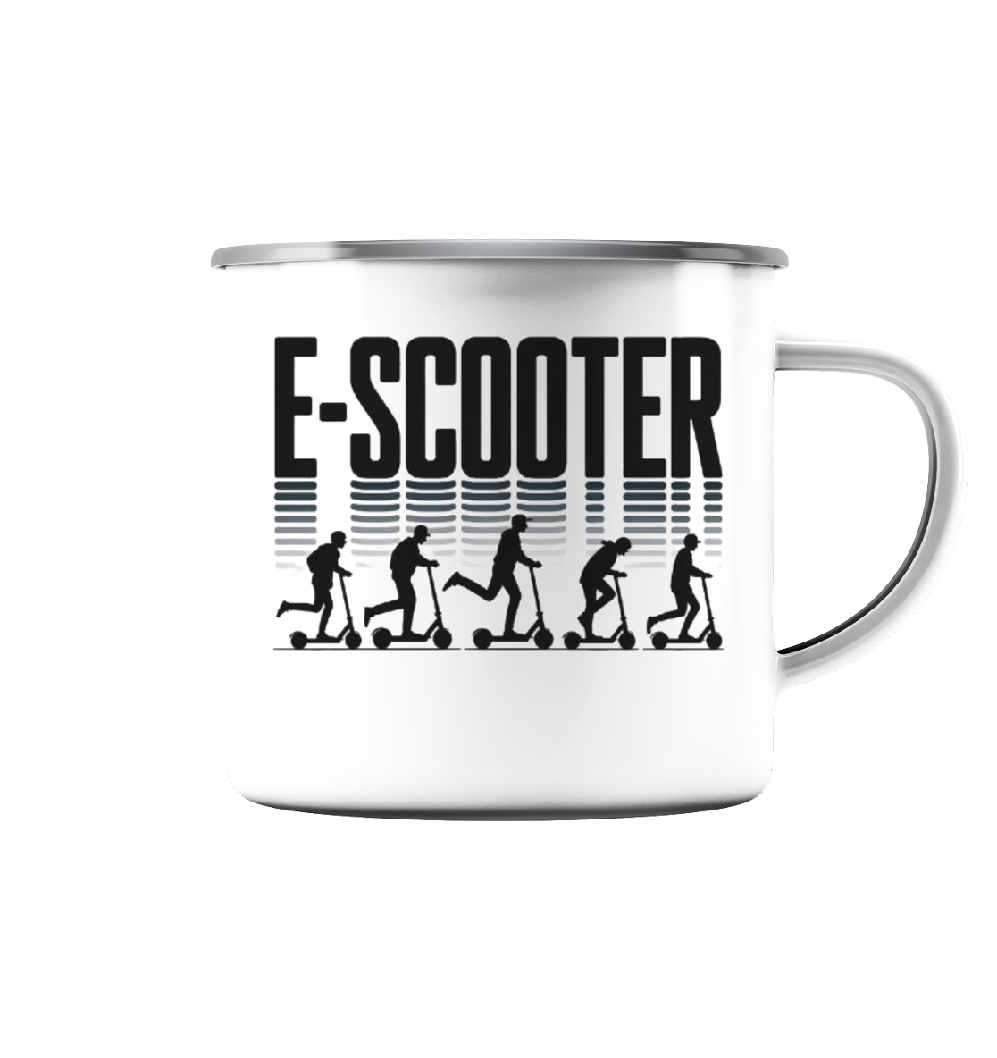 E-Scooter - Emaille Tasse (Silber)