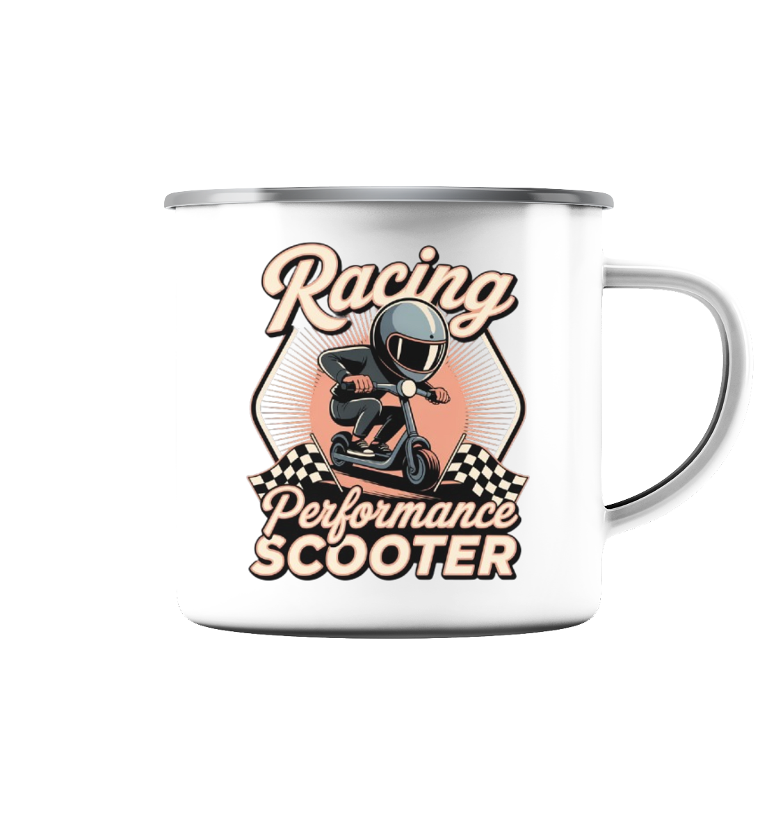 Racing Performance Scooter - Emaille Tasse (Silber)