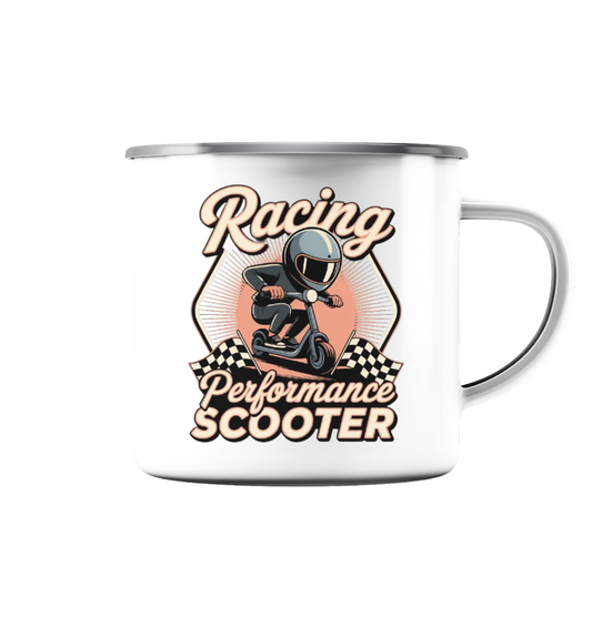 Racing Performance Scooter - Emaille Tasse (Silber)