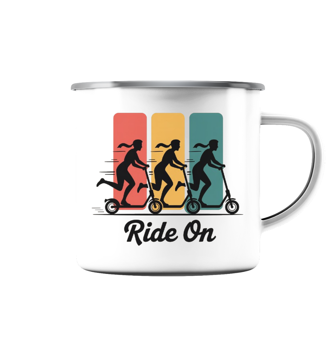 Ride on  - Emaille Tasse (Silber)