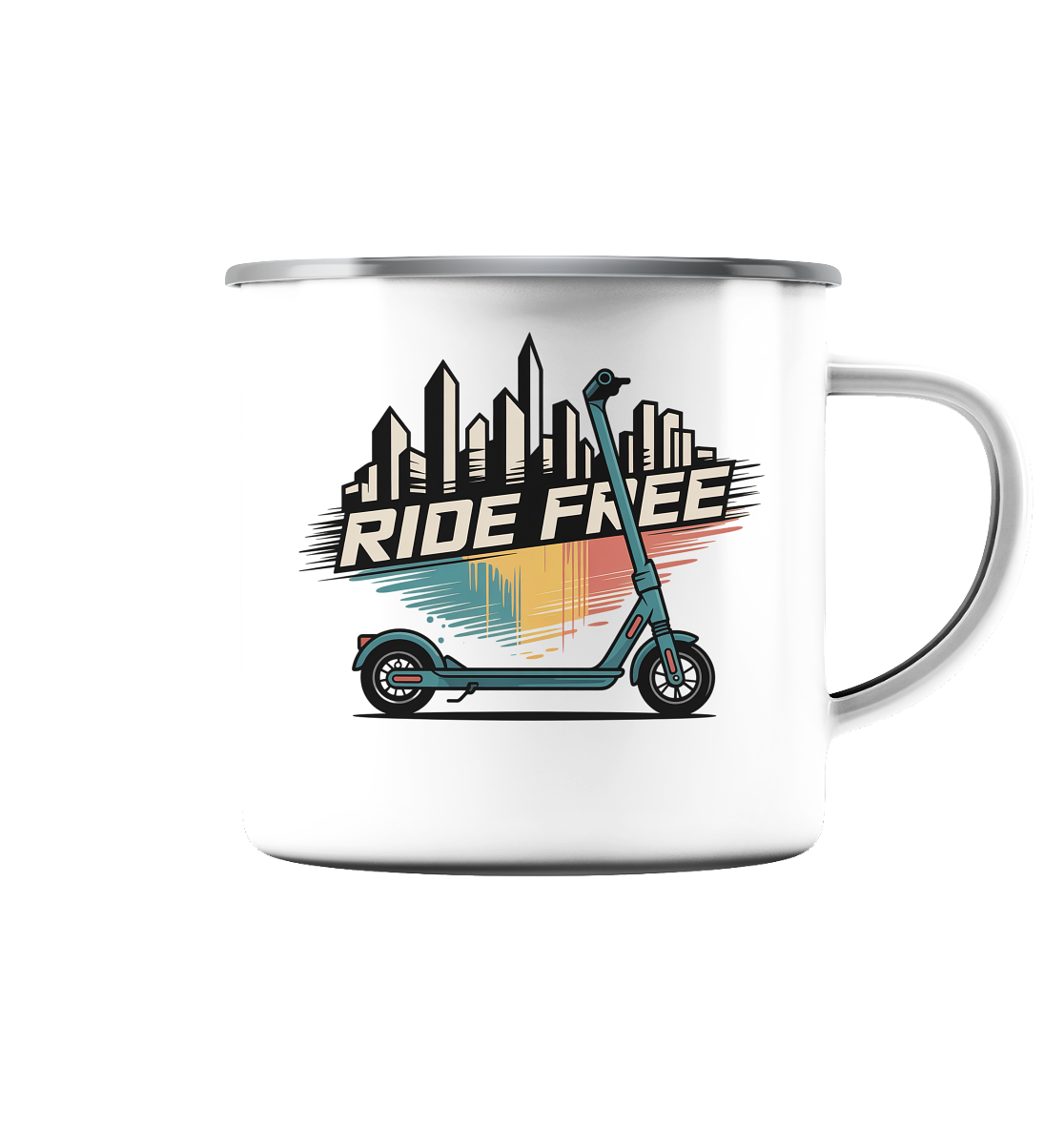 Ride free - Emaille Tasse (Silber)