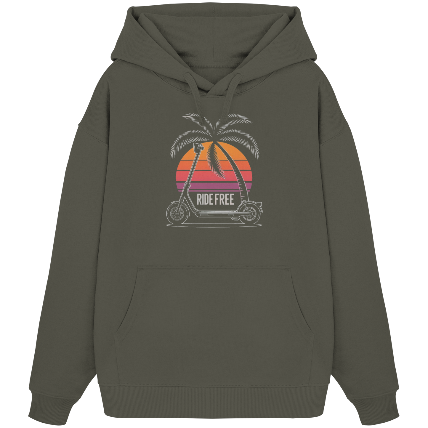 Ride Free Sunset and Palm - Organic Oversize Hoodie