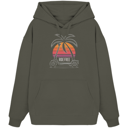 Ride Free Sunset and Palm - Organic Oversize Hoodie