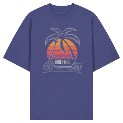 Ride Free Sunset and Palm - Organic Oversize Shirt