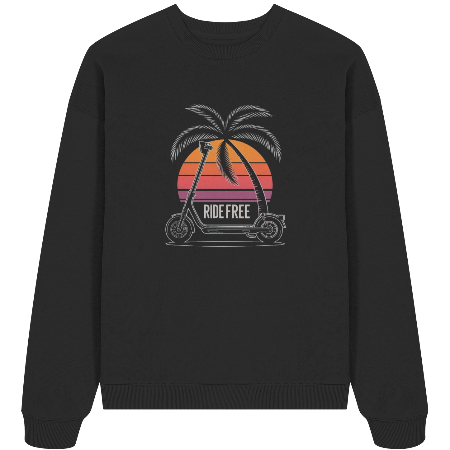 Ride Free Sunset and Palm - Organic Oversize Sweatshirt
