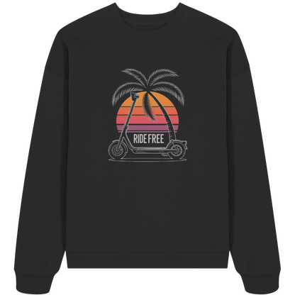 Ride Free Sunset and Palm - Organic Oversize Sweatshirt