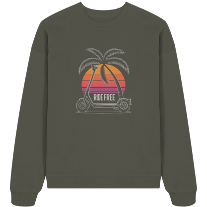 Ride Free Sunset and Palm - Organic Oversize Sweatshirt