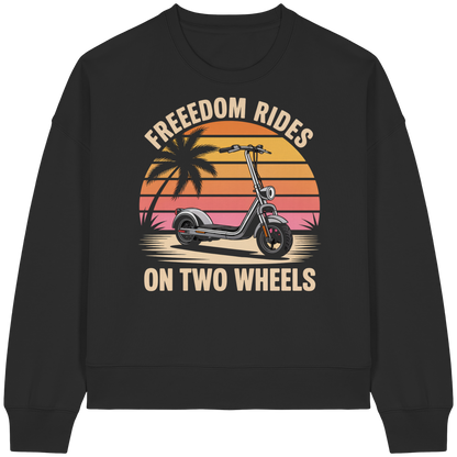 Ride Free Sunset and Palm - Womens Organic Boxcut Sweatshirt