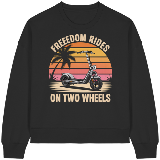 Ride Free Sunset and Palm - Womens Organic Boxcut Sweatshirt