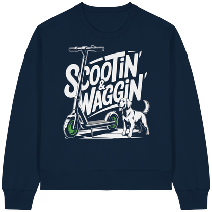 Scootin’ & Waggin’ - Womens Organic Boxcut Sweatshirt