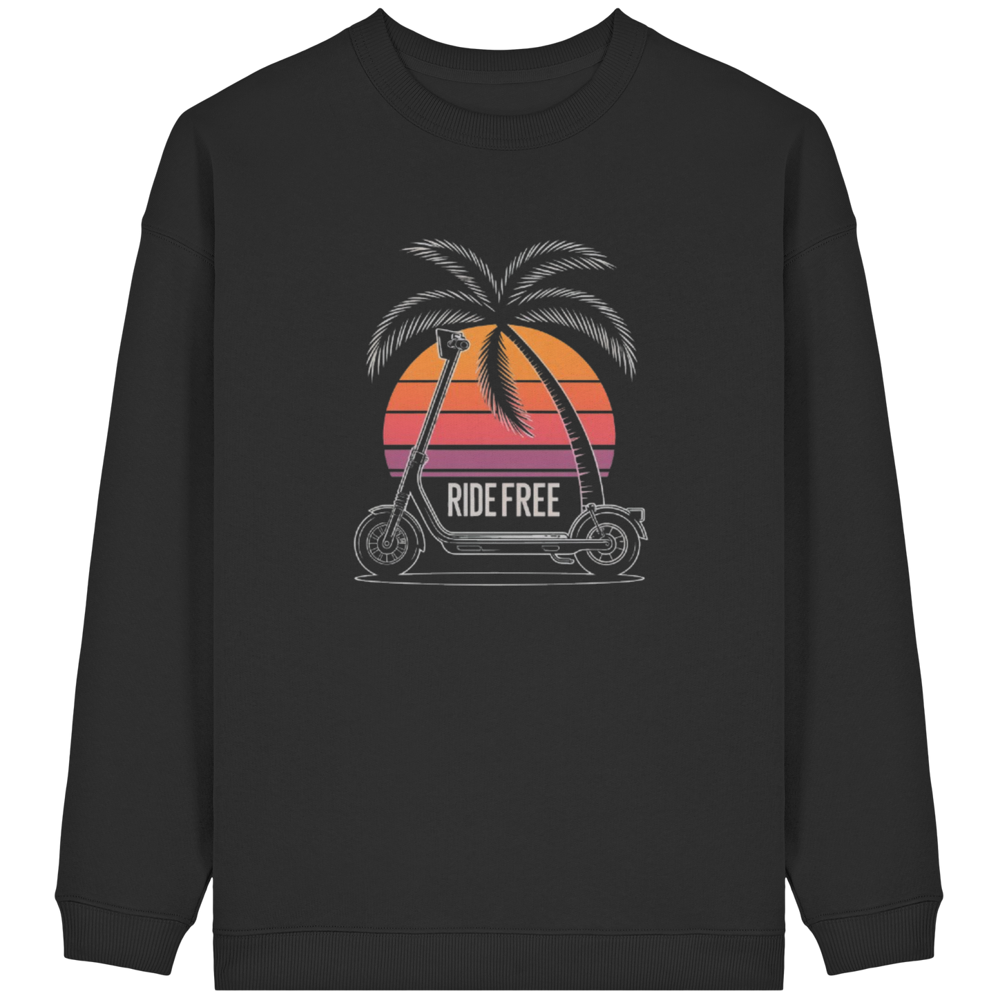 Ride Free Sunset and Palm - Womens Organic Oversized Sweatshirt