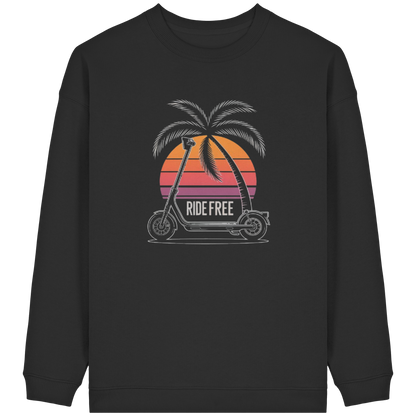 Ride Free Sunset and Palm - Womens Organic Oversized Sweatshirt