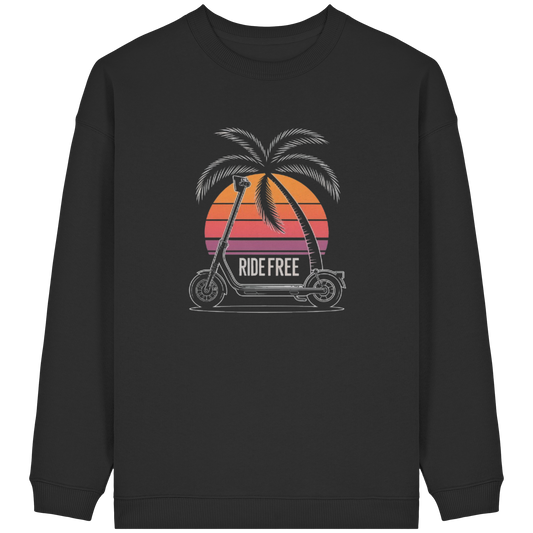 Ride Free Sunset and Palm - Womens Organic Oversized Sweatshirt