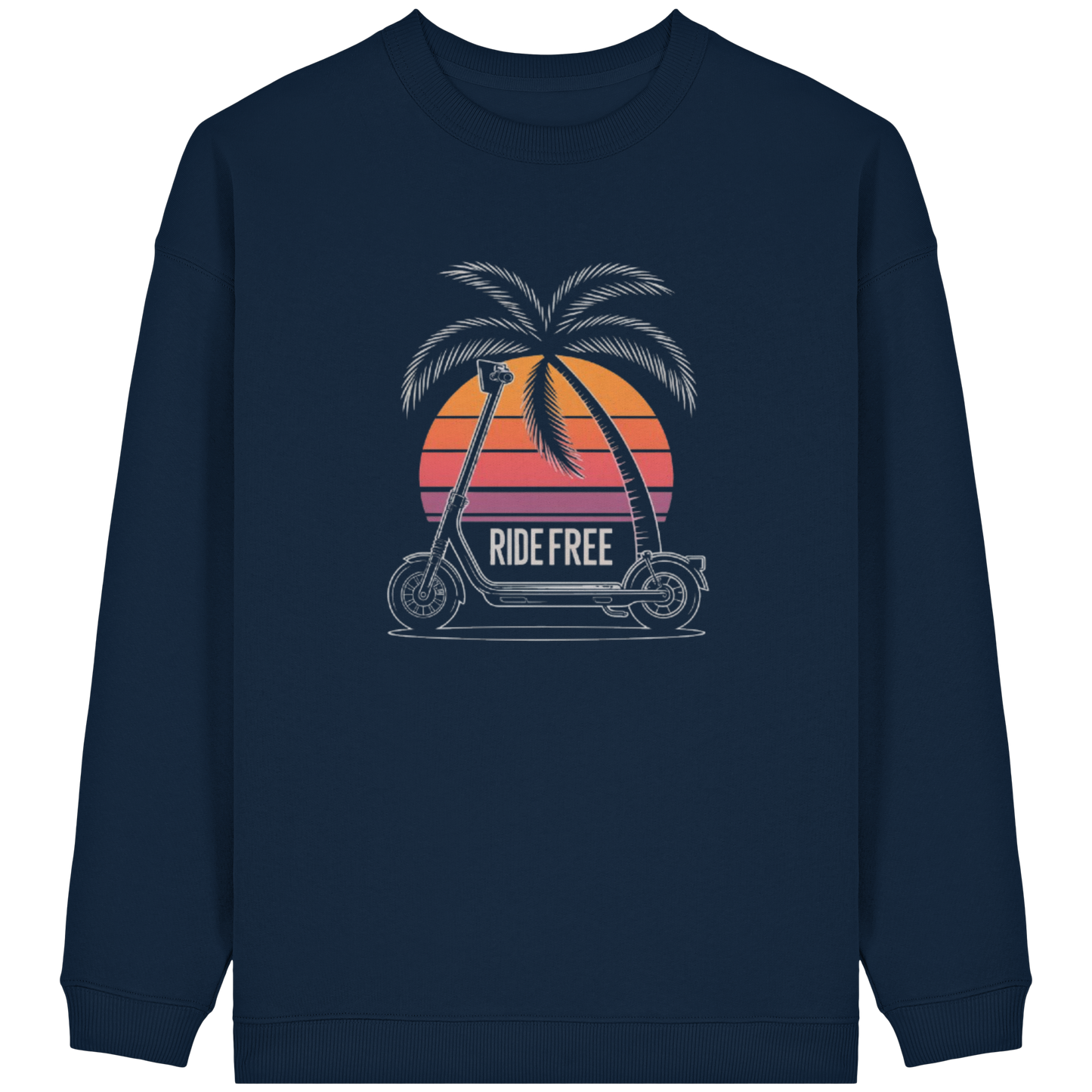 Ride Free Sunset and Palm - Womens Organic Oversized Sweatshirt
